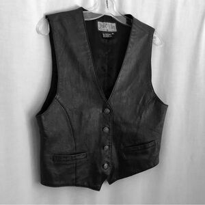 Vintage Black Leather Vest Carole Little Street Wear Size Medium